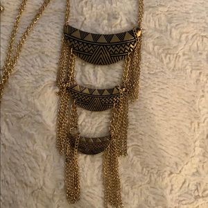 Long gold tribal necklace